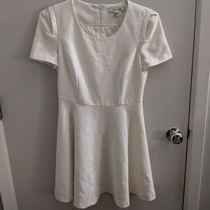 Forever 21 Ivory Short Sleeve Fit & Flare Mini Dress Med EUC Graduation Recital